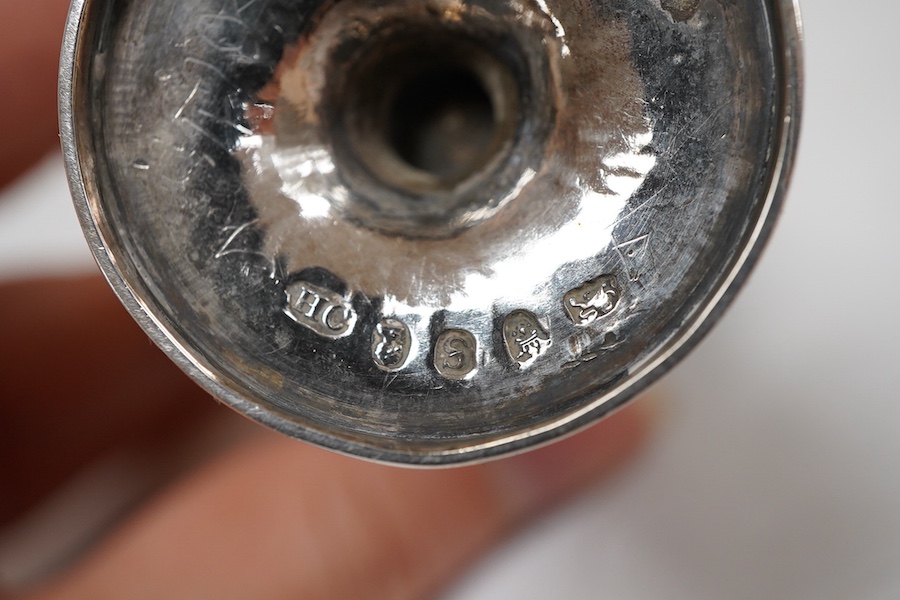 A George III silver pedestal pounce pot, by Henry Chawner, London, 1793, 74mm, 39 grams.